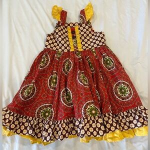 Eleanor Rose Floral Red and Brown Dress